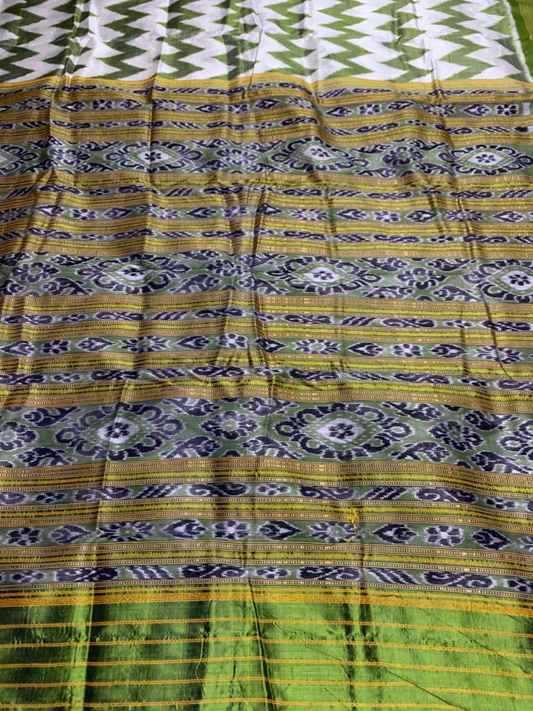 Sambalpuri Pata Saree in Yellow color Dhadi Pasapali Design with blous