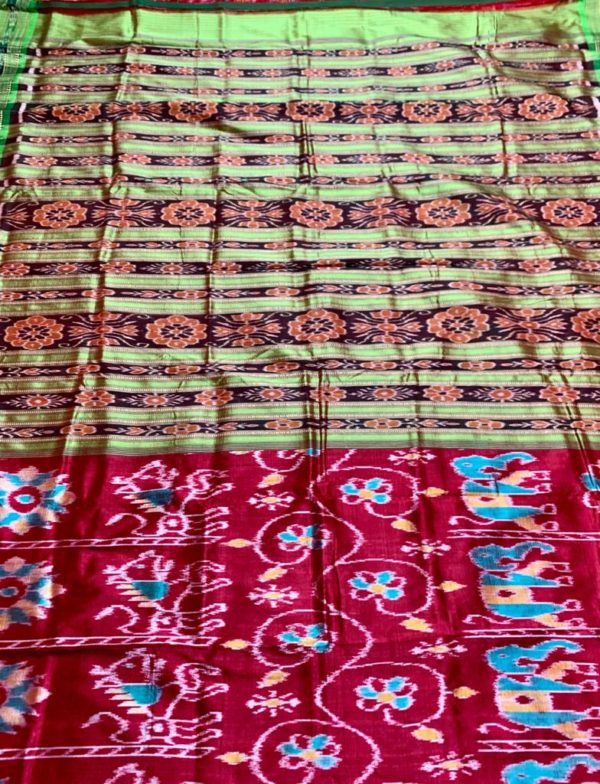 Dark Green traditional Khandua Silk saree – Boyanika Odisha