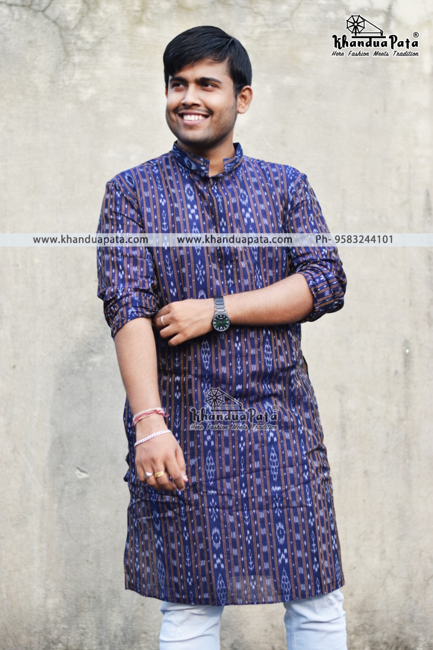 Pure Cotton Poplin Kurta for Men, Handprinted Modern Men Kurta, Tunic Shirt for Men, Unique Men Kurta, Handcrafted in India selling - Phool